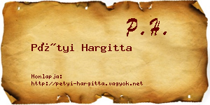Pétyi Hargitta névjegykártya
